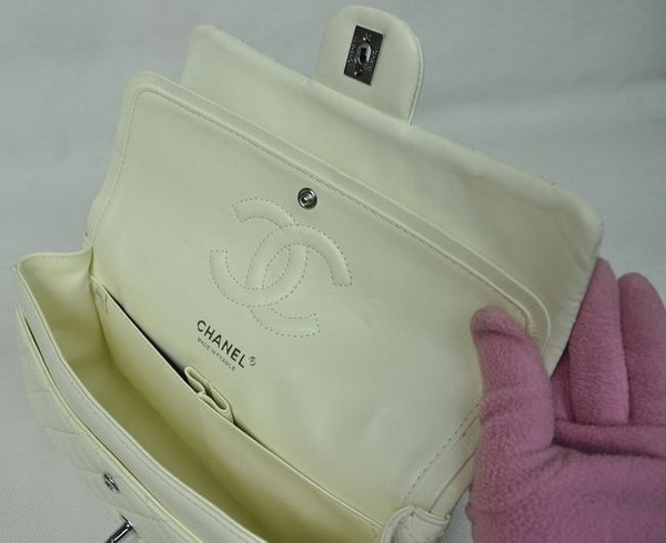 AAA Chanel Classic Flap Bag 1112 Beige Leather Silver Hardware Knockoff